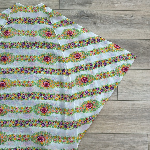 Vintage 70s Kaftan Lord & Taylor Maxi Dress Coverup Mumu Hippie Flower Child - Picture 13 of 16